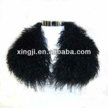 Top quality lamb fur dyed black color Tibet lamb collar